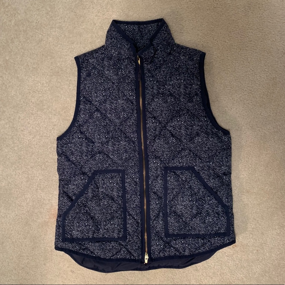 Women’s navy blue & white J Crew vest ; medium